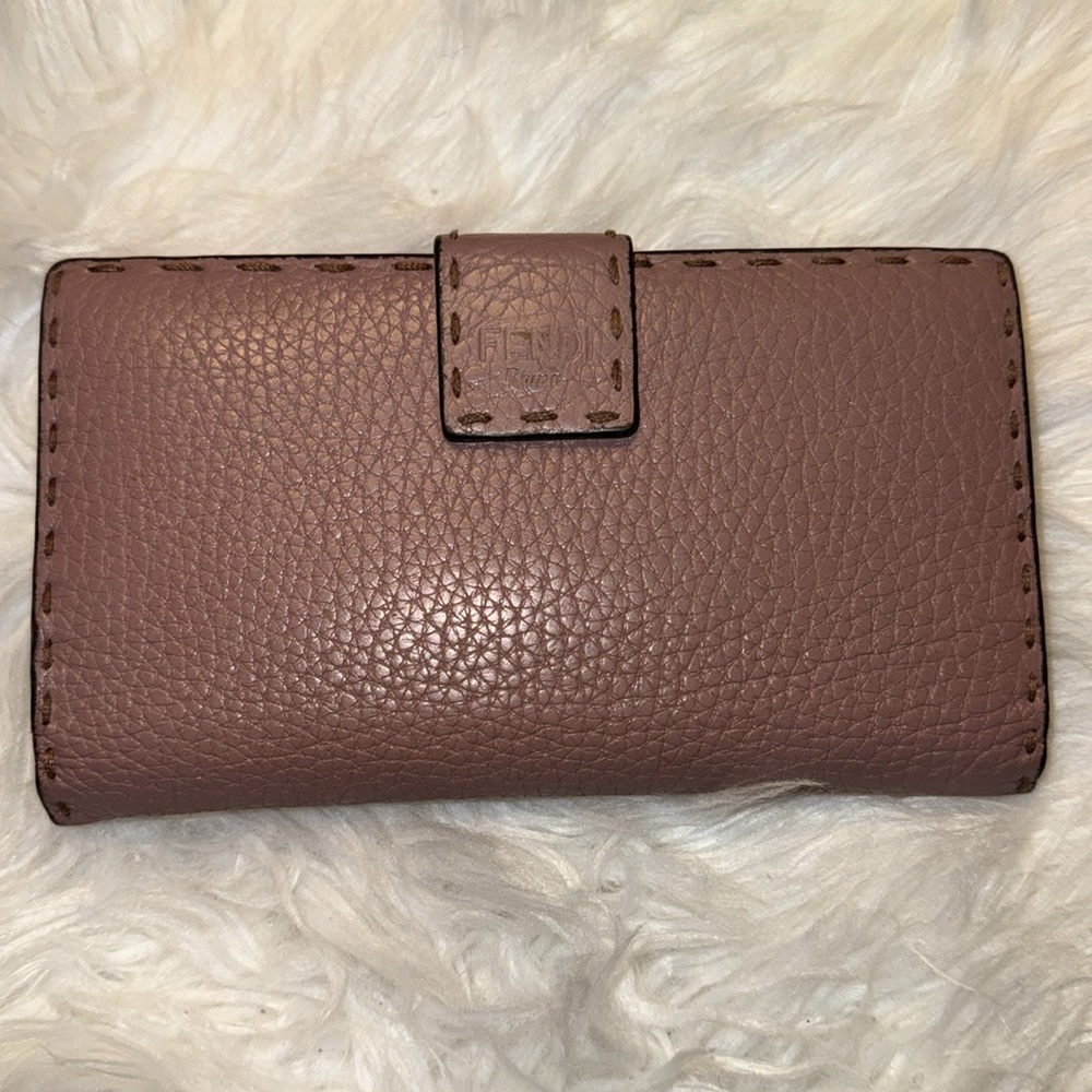 Fendi Wallet Selleria Peekaboo Long Bifold Pink Double Open Women's Leather - Picture 7 of 17